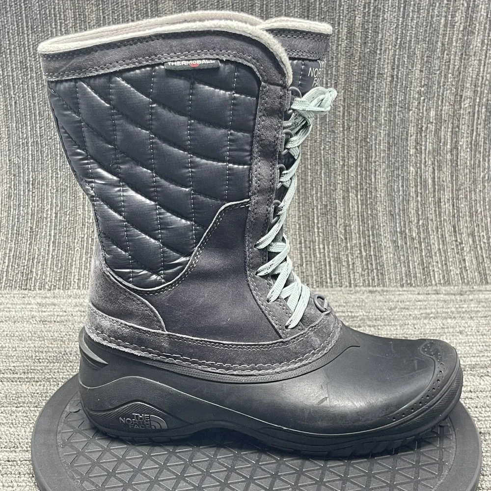 The North Face Thermoball Utility Boots Women 7 Gray Waterproof Snow Winter Shoe